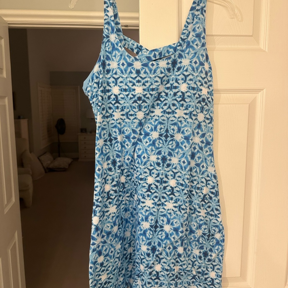 Blue and White Patterned Dress